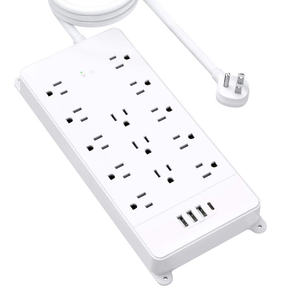 Mountable Heavy Duty 5 ft. Power Strip Extension Cord 13-Outlet AC 4000-Jou