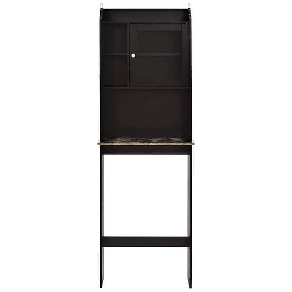 HLR Over The Toilet Storage Cabinet with Gold Trim,Black