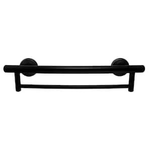 23.375 in. x 1.25 in. 2-in-1 Grab Bar and Towel Bar with Grips in Matte Black