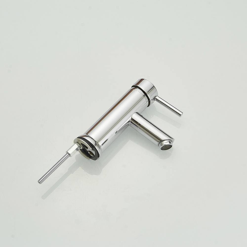Polished Chrome Single-Handle Bathroom Faucet with Drain Assembly
