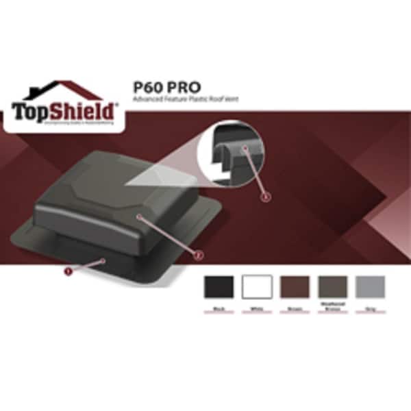 Top Shield P60 Pro 15-5/8 in. x 15-15/16 in. x 4-3/8 in.  Plastic Low Profile Roof Vent-For 9 in. Hole White TOPTSP60W