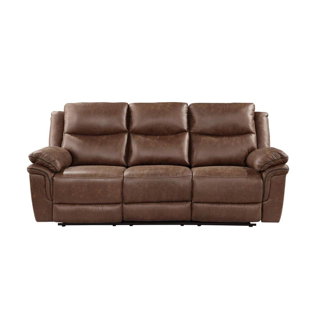 Ryland Brown Leather Power Reclining Sofa with Pillow-top Arms