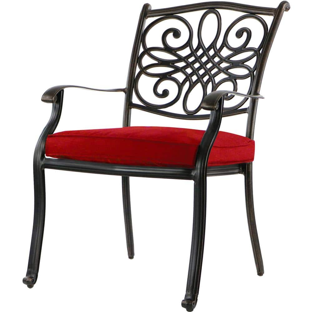 Hanover 60-Inch Cast-Top Red 7-Piece Dining Set