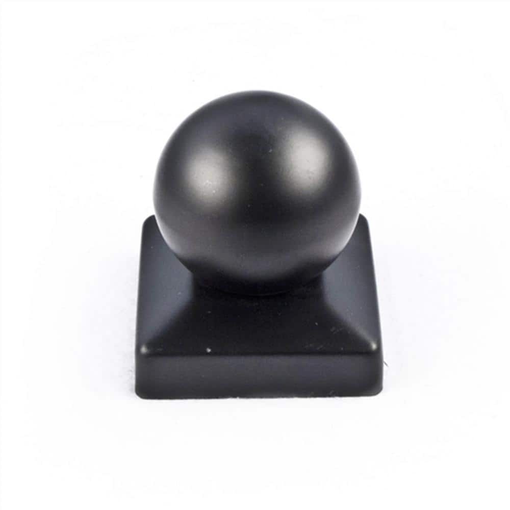 Black Galvanized Steel Ball Top Driveway Gate Post Cap, 3.5 x 3.5 Inches