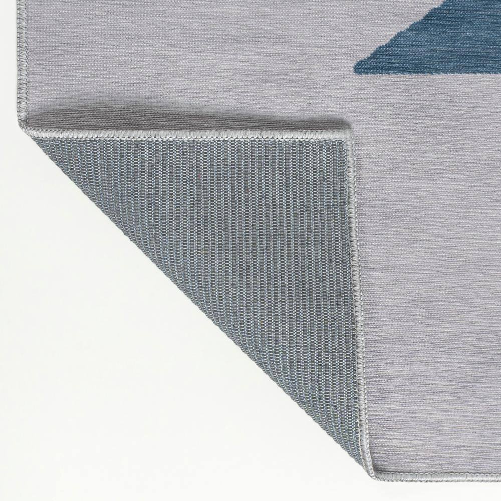 Chayton Gray and Blue Geometric Washable Chenille Area Rug