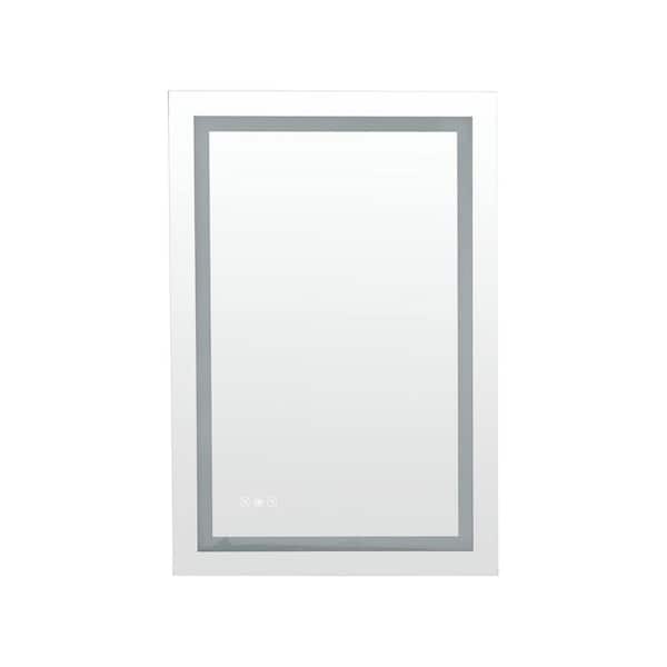 Kahomvis 24 in. W x 32 in. H Rectangular Frameless Anti-Fog Dimmable LED Light Copper-Free Wall Bathroom Vanity Mirror in Silver