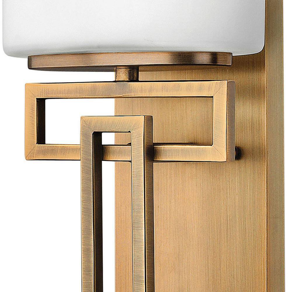 Brushed Bronze 1-Light Bathroom Vanity Light with Etched Opal Glass