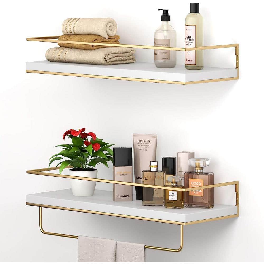 6 in. W x 4 in. H x 16 in. D White Over The Toilet Storage Bathroom Shelves, Wall Mounted with Removable Legs