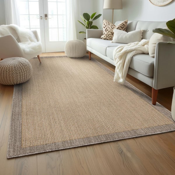 Tanner Pewter 5 ft. x 8 ft. Traditional Border Indoor Area Rug