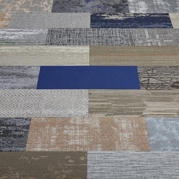 TrafficMaster Versatile - Assorted - Multi-Colored Commercial/Residential 12 x 36 in. Peel and Stick Carpet Tile Plank (30 sq. ft.)