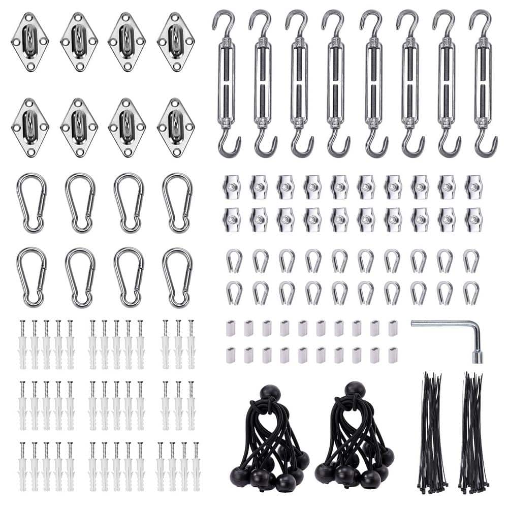 235-Piece 6 in. Shade Sail Hardware Kit for Outdoor Garden, Silver