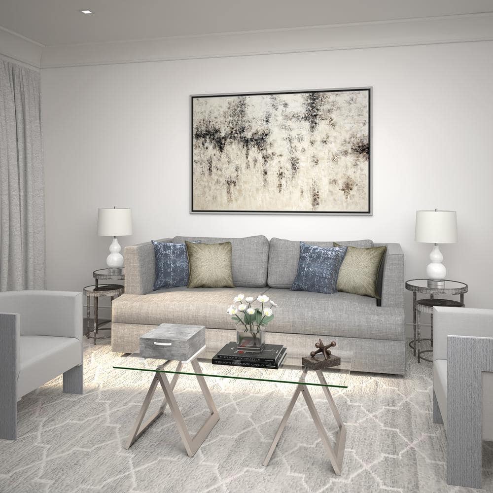 Modara 46" Satin Nickel Rectangular Metal and Glass Coffee Table