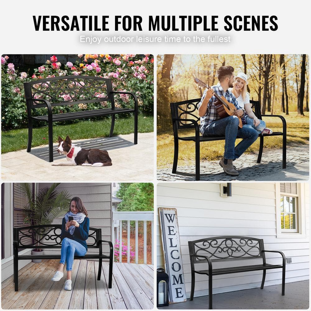 VEVOR 50" Gray Metal Outdoor Garden Bench