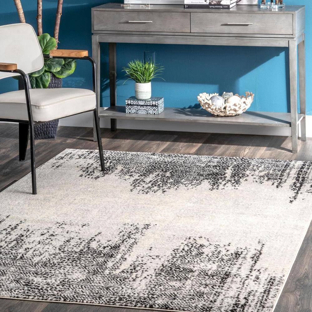 Penelope Faded Chevron 9' x 12' Gray Synthetic Area Rug