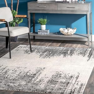 Penelope Faded Tribal Chevrons Gray 9 ft. x 12 ft. Area Rug