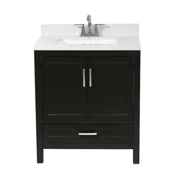 Amluxx Salerno 31 in. Bath Vanity in Espresso with Cultured Marble ...