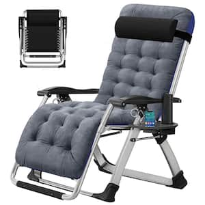 Textilene Zero Gravity Chair with Detachable Velvet Pad, Cup Holder, Headrest Folding Portable Recliner Patio Lounger