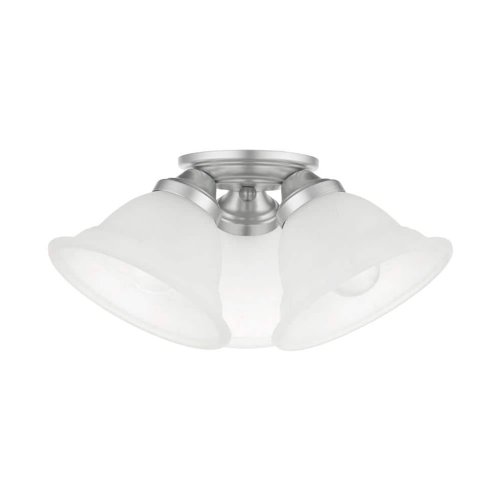 Wynnewood Satin Nickel 16" LED Flush Mount with Gray Marble Glass