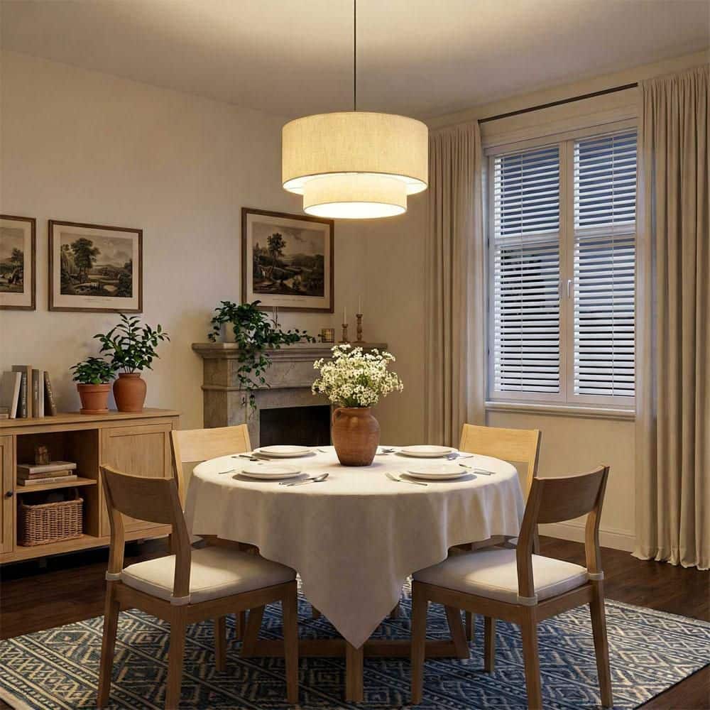 aiwen Modern 20 in. 3-Light Drum Chandelier Hanging Lamp Fixture