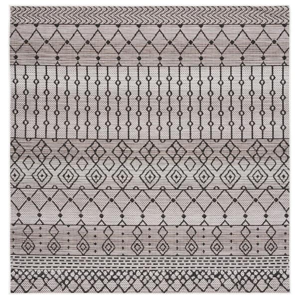 Havana Light Brown/Black 7 ft. x 7 ft. Aztec Tribal Indoor/Outdoor Square Area Rug