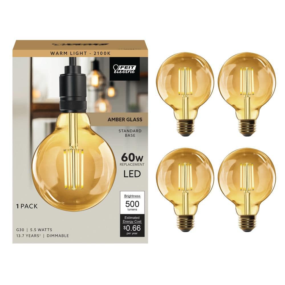 Feit Electric 60-Watt Equivalent G30 Dimmable Cage Filament Amber