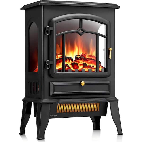 15.35 in. Freestanding Electric Fireplace Stove Heater in Black