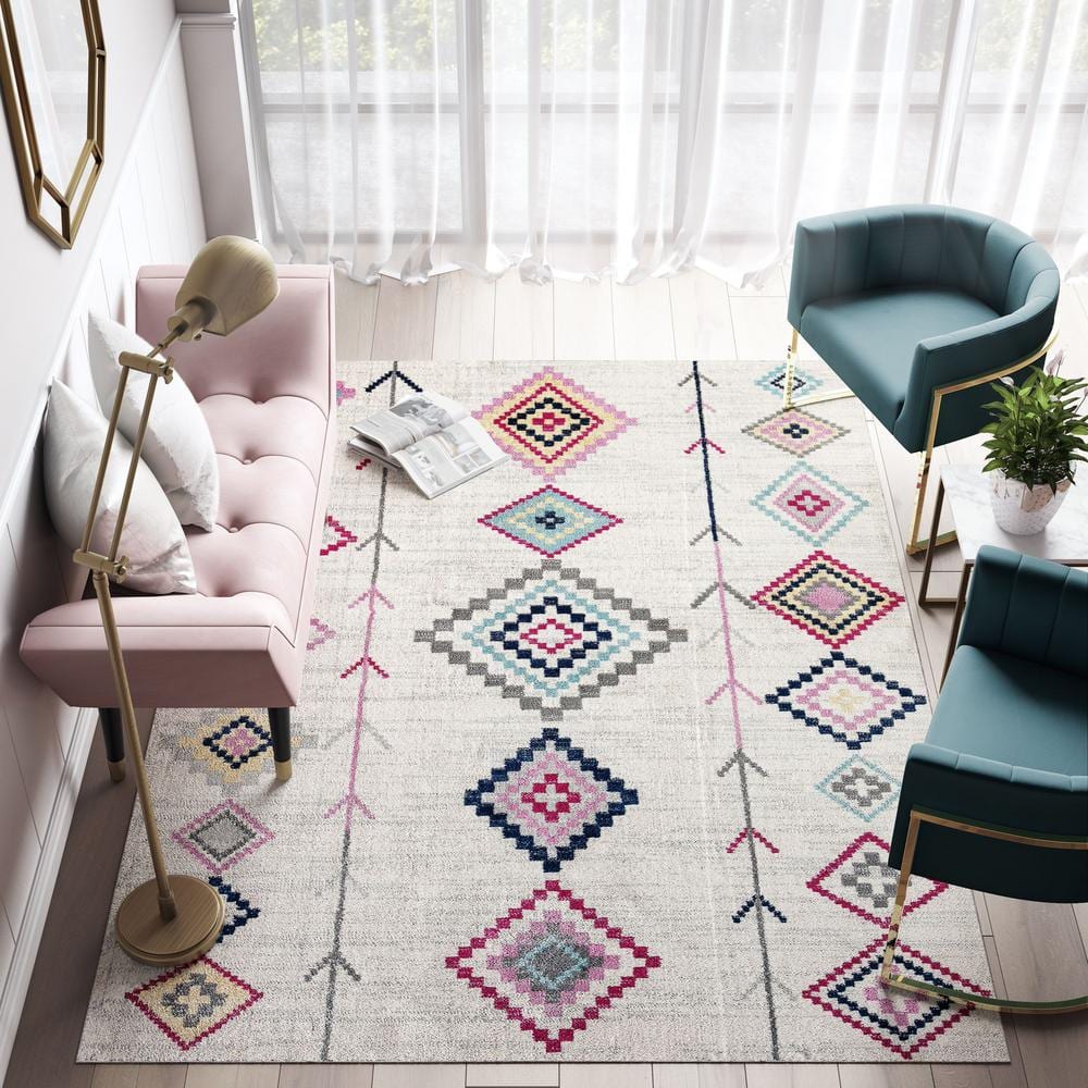 Native Ivory Synthetic Easy-Care Stain-Resistant Area Rug, 2'x4'