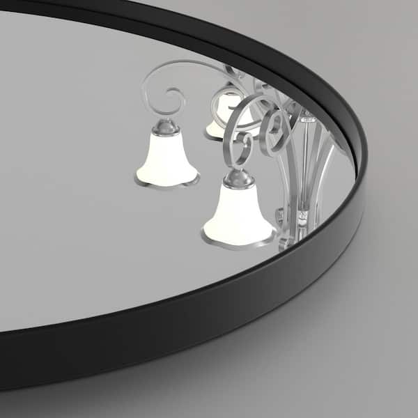 22 in. W x 30 in. H Medium Oval Mirrors Metal Framed Wall Mirrors Bathroom Vanity Mirror Decorative Mirror in Black