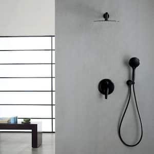 2-Spray Patterns with 1.8 GPM 10 in. Wall Mount Dual Shower Heads with Hand Shower in Matte Black