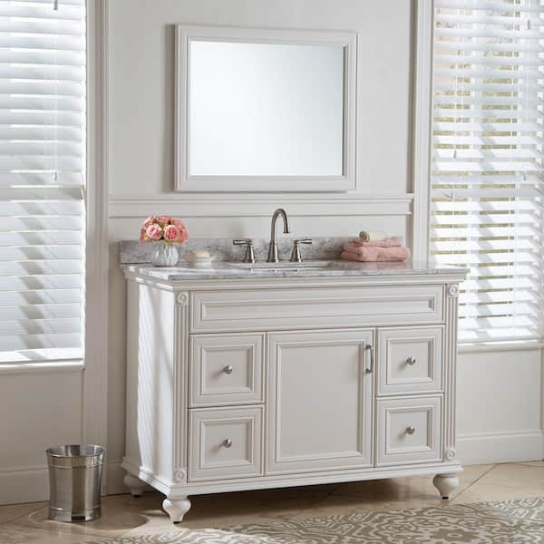 Home Decorators Collection Annakin 48 in. W x 22 in. D x 34 in. H Single Sink  Bath Vanity in Cream with Winter Mist Engineered Stone Composite Top