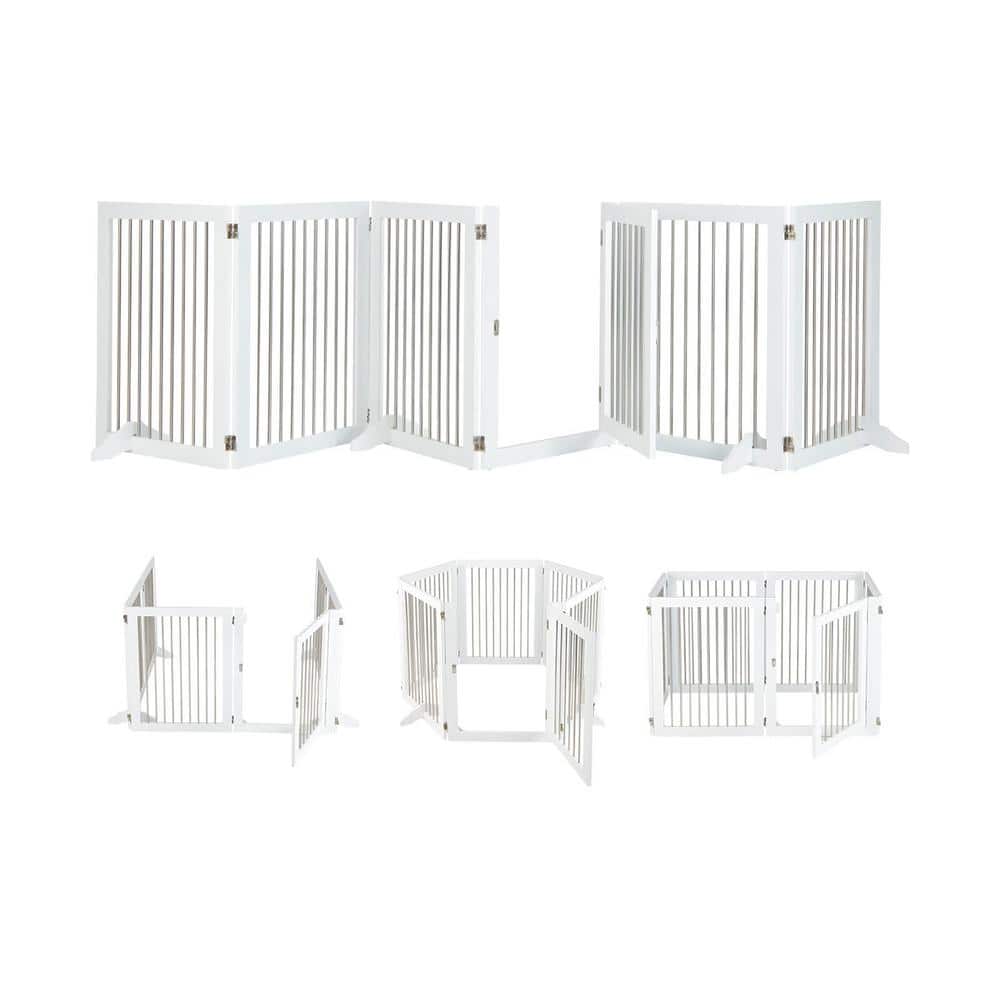 31.5 in. x 24 in. Wood Freestanding 6-Panel Dog Gate with 4 Support Feet fo
