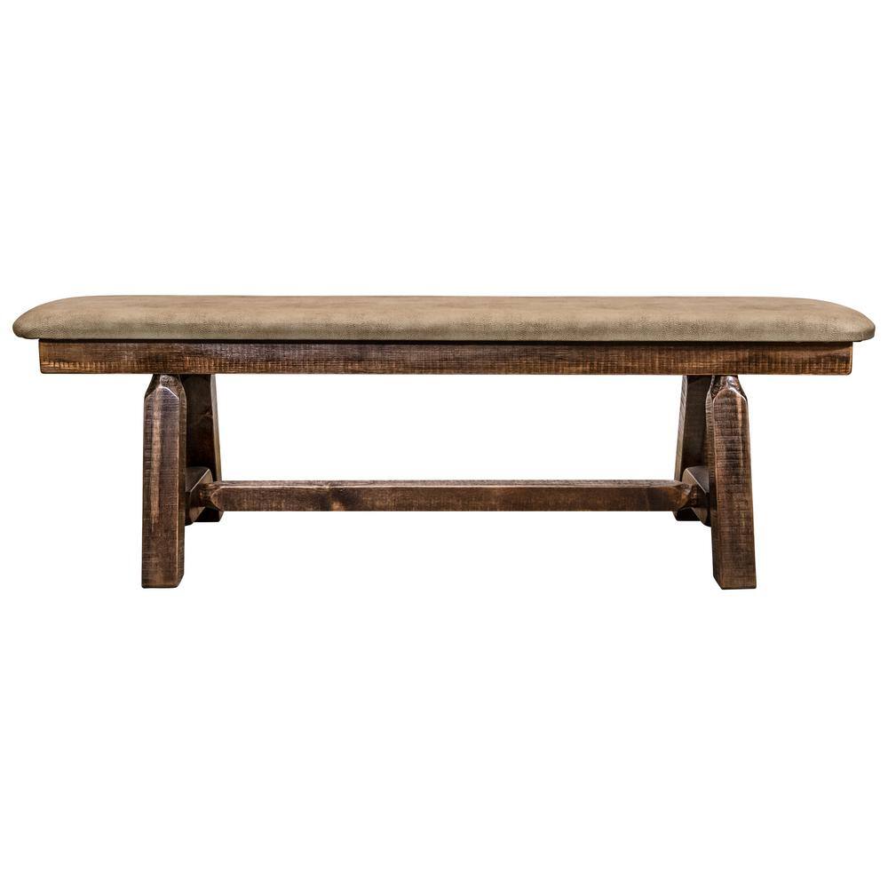 Homestead Rustic Buckskin Upholstered 5ft Plank Bench