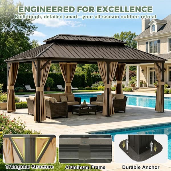 Shade Graphix 20 ft. x 12 ft. Metal Double-Roof Hardtop Gazebo