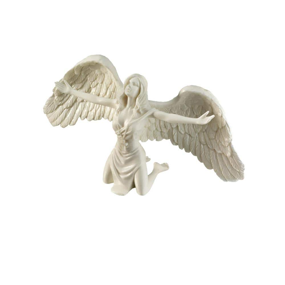 Off-White Resin Angel Statue with 9-Inch Wingspan