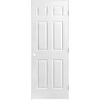 30 in. x 80 in. 6-Panel Left-Handed Hollow-Core Textured Primed Composite Single Prehung Interior Door