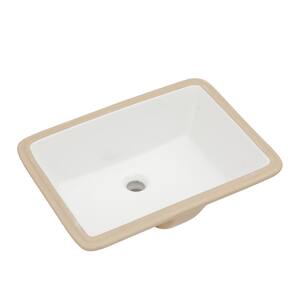 20" x 14.8" Undermount Rectangular Ceramic VesselBathroom Sink in White