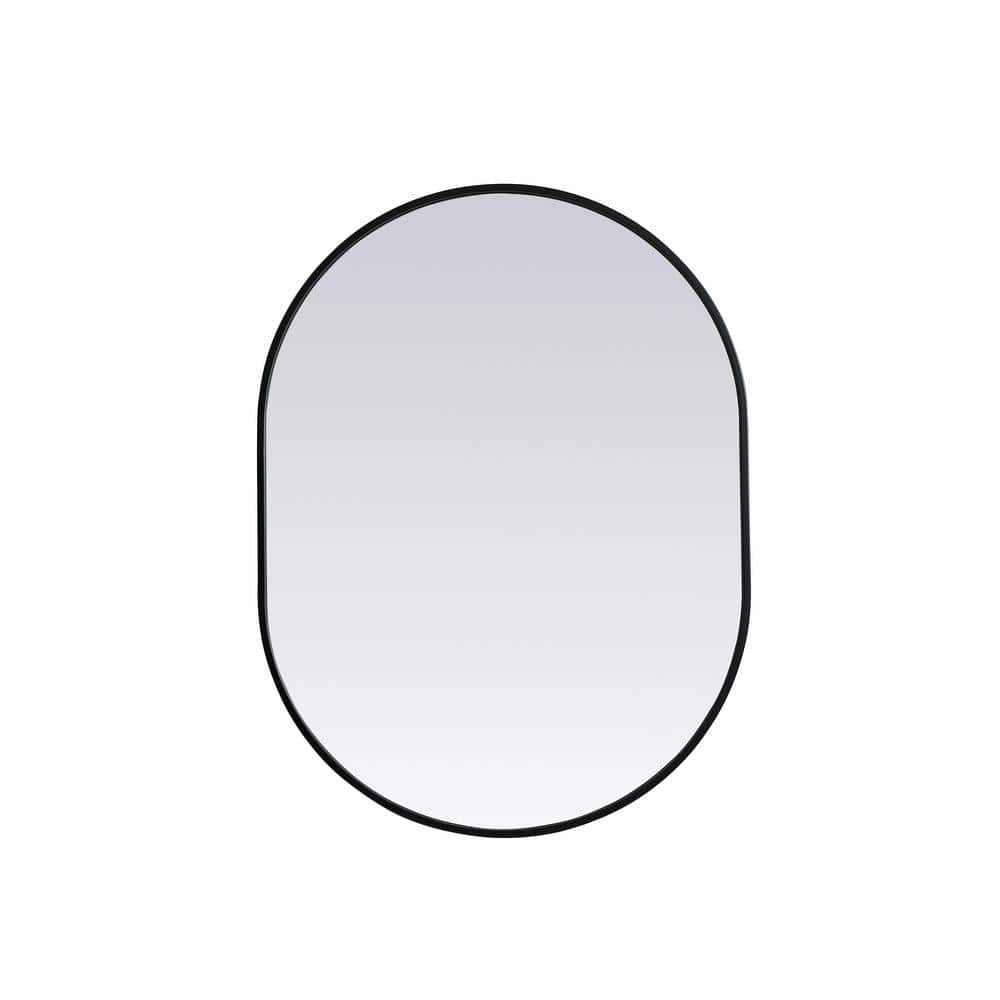 Simply Living 27 in. W x 36 in. H Oval Metal Framed Black Mirror