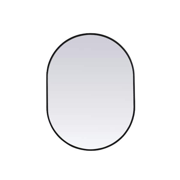 Unbranded Simply Living 27 in. W x 36 in. H Oval Metal Framed Black Mirror