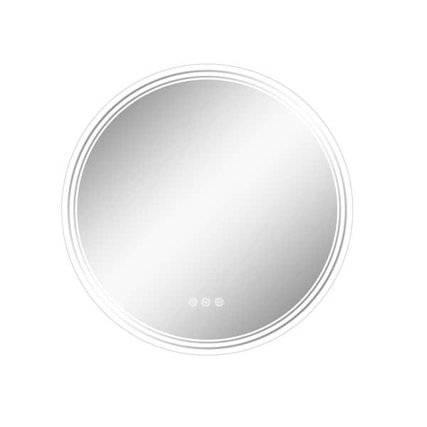 30 in. W x 30 in. H Round LED Anti-Fog Frameless With Front Light And Backlight Wall Mirror Bathroom Vanity Mirror