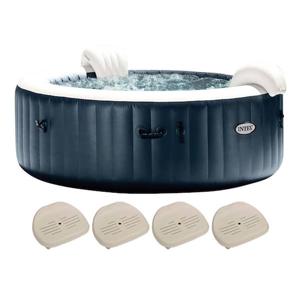 Intex PureSpa Plus 6-Person Inflatable Bubble Jet Hot Tub and Slip Resistant Seat (4 Pack)