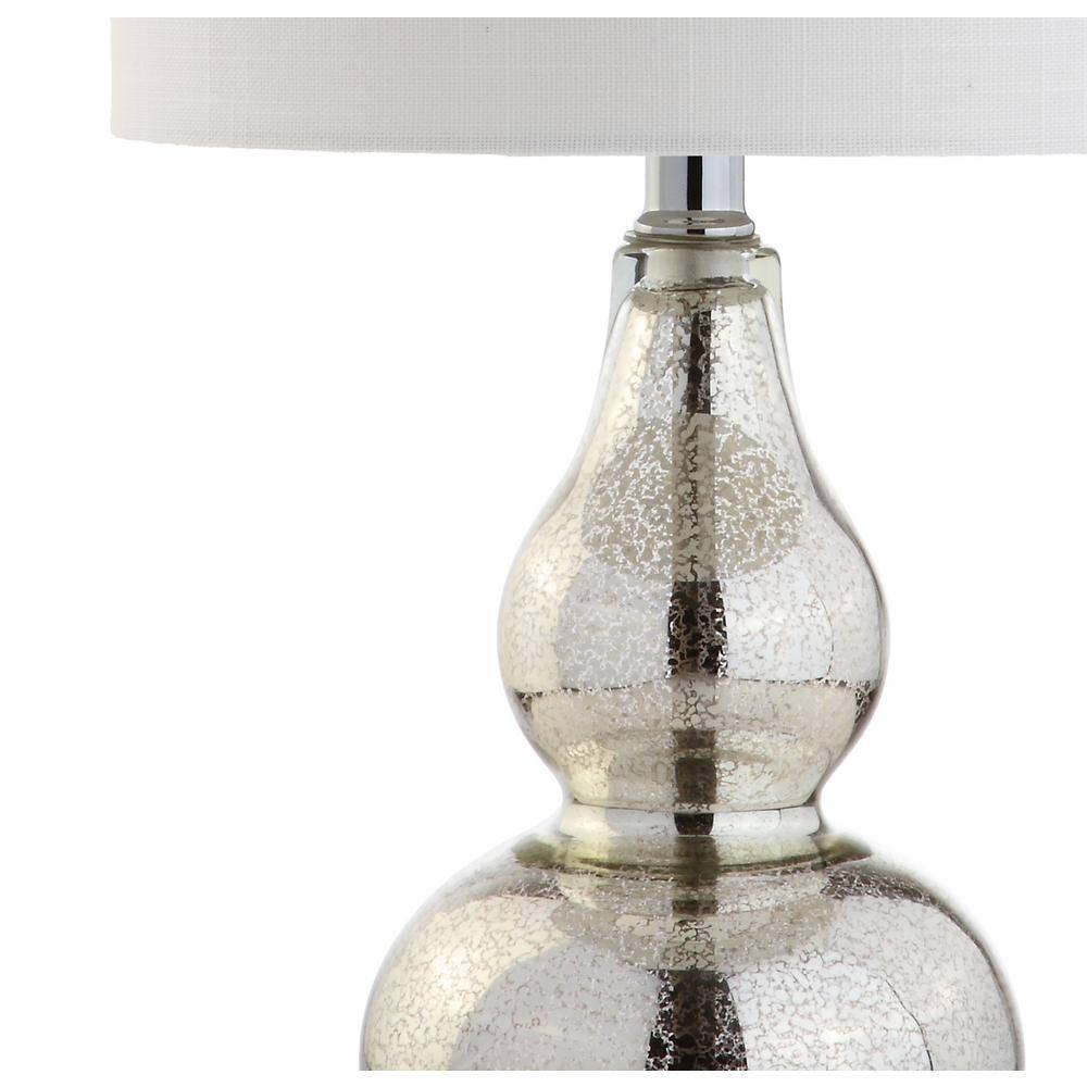 Anya 20.5" Mercury Silver Hand-Blown Glass Table Lamp with White Linen Shade