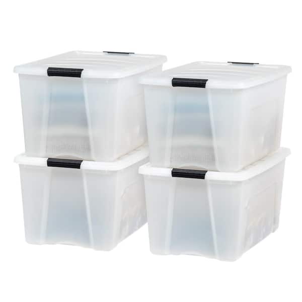 Iris Clear Stack and Pull Latching Flat Lid Storage Box, 22 x 16.5 x 13.03 inch