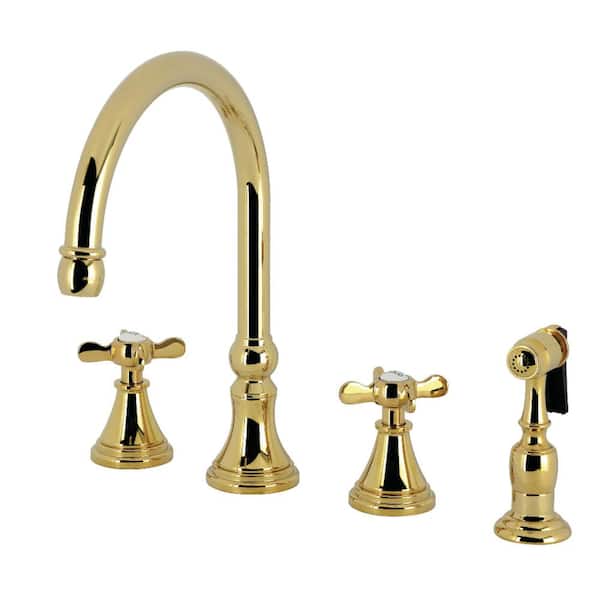 Essex 2-Handle Deck Mount Standard Kitchen Faucet in Polished Brass