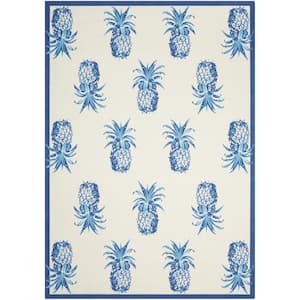 Pineapple Grove Ivory 5 ft. x 7 ft. Abstract Contemporary Indoor/Outdoor Patio Area Rug