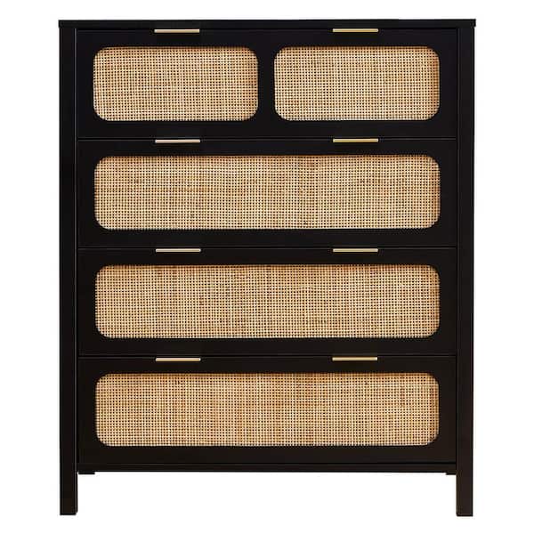 ATHMILE Black Wooden Rattan 4-Drawer Storage Cabinet Dresser (15.74 in. D x 29.52 in. W x 35.43 in. H) BKD-61103C90-A - The Home Depot ATHMILE Black Wooden Rattan 4-Drawer Storage Cabinet Dresser (15.74 in. D x 29.52 in. W x 35.43 in. H) BKD-61103C90-A - The Home Depot