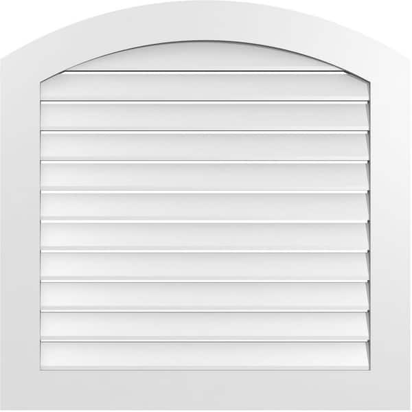 Ekena Millwork 34 in. x 42 in. Arch Top Surface Mount PVC Gable Vent: Decorative with Standard Frame