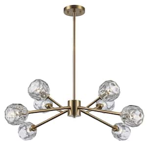 Sequoia 8-Light Gold Modern Sputnik Chandelier with Clear Glass Shades