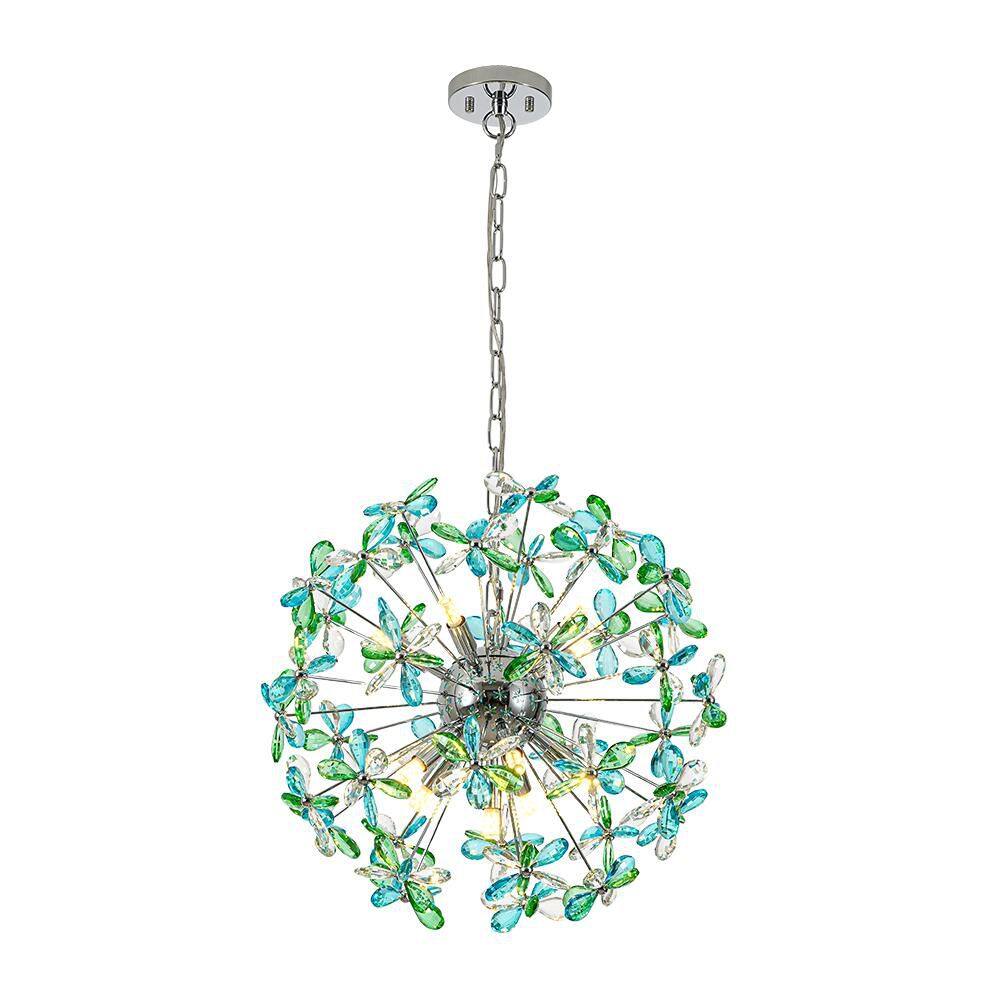 Yvon 11-Light 19.7 in.W Chrome Colored Crystal Flower Globe Chandelier for Entryway and Living Room price history on PriceWatchPro