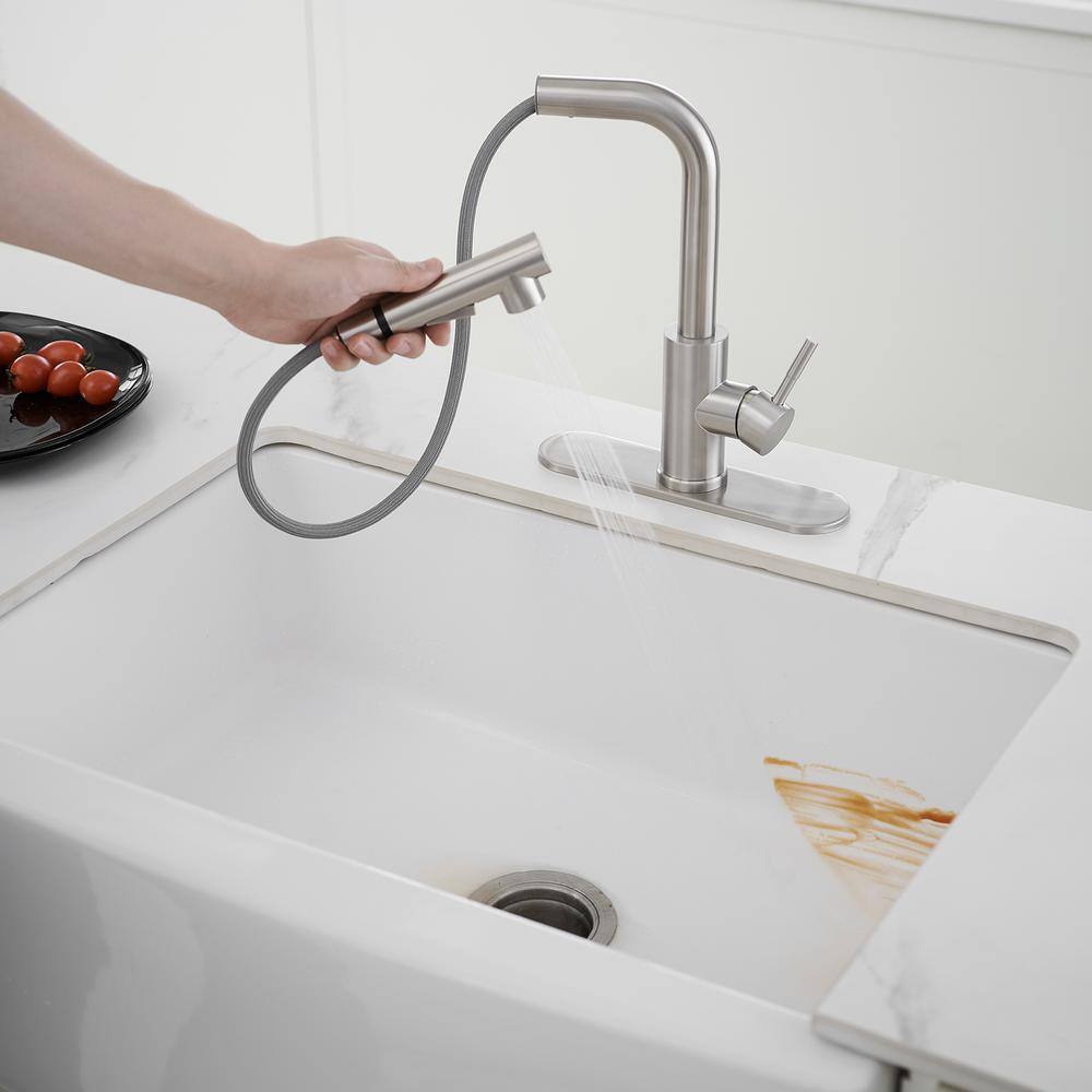 Brushed Nickel Single Handle Pull-Out Kitchen Faucet