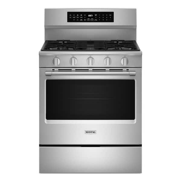 Maytag 30 in. 5-Burners Freestanding Gas Range in Fingerprint Resistant ...